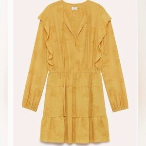 Aritzia Wilfred Marvelle Dress Floral Cairo gold long sleeve women’s size small